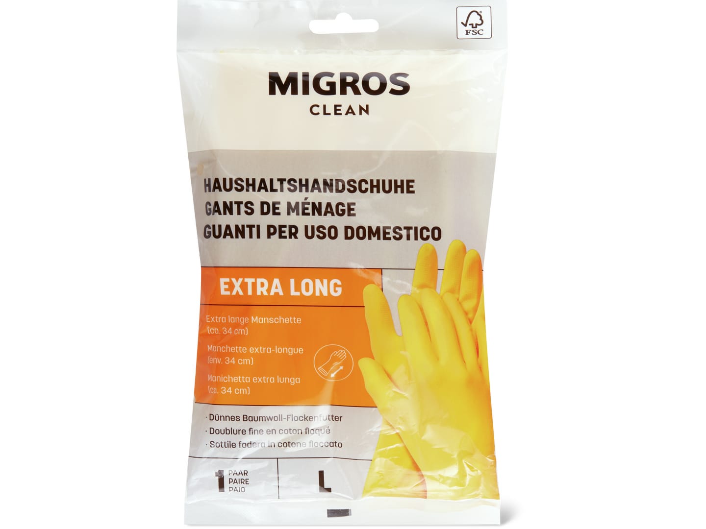 Migros Clean · Haushaltshandschuhe Extra Long L